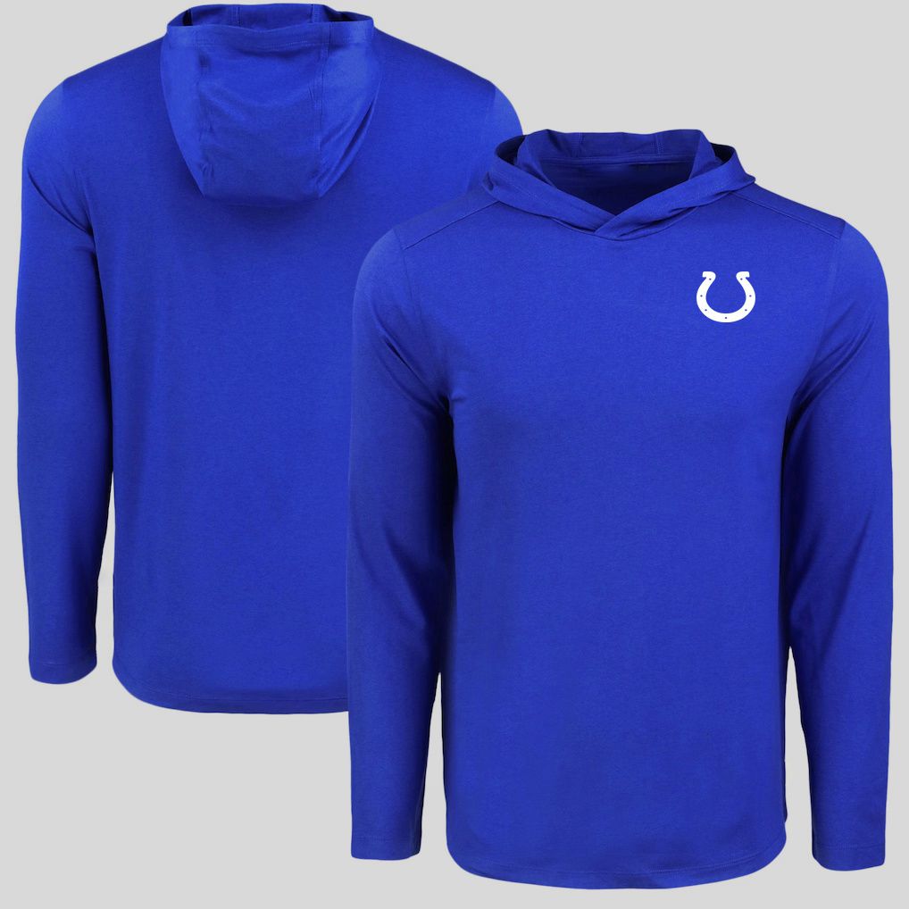 Men 2026 NFL Indianapolis Colts Hooded long sleeved T-shirt blue 06